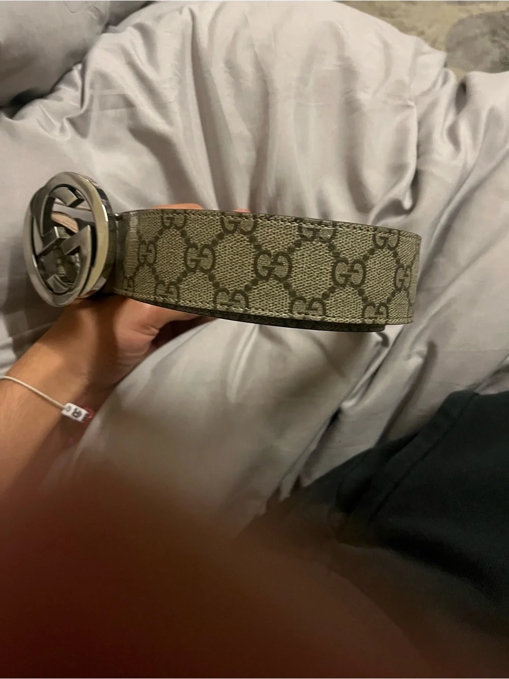Gucci GG Logo Buckle Monogram Canvas Belt - Beige - Picture 2 of 3